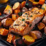 Maple Dijon Glazed Salmon with Roasted Root Vegetables