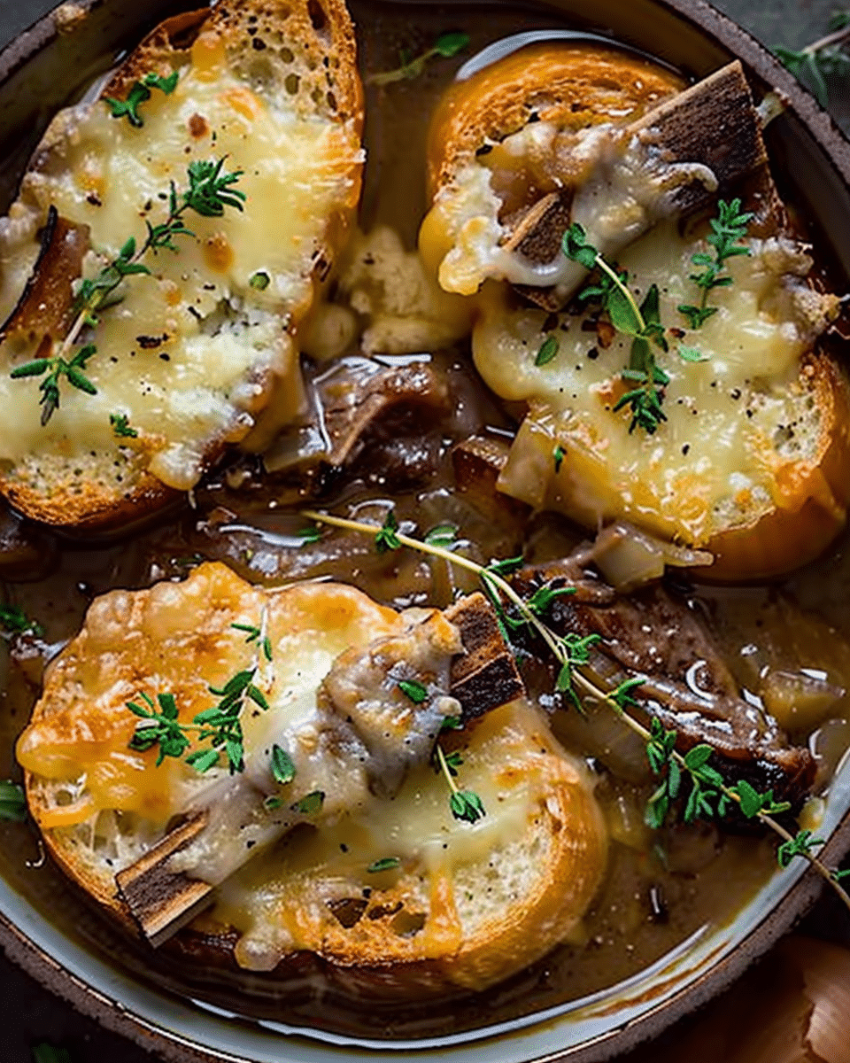 French Onion Short Rib Soup with Cheesy Gruyère Toast
