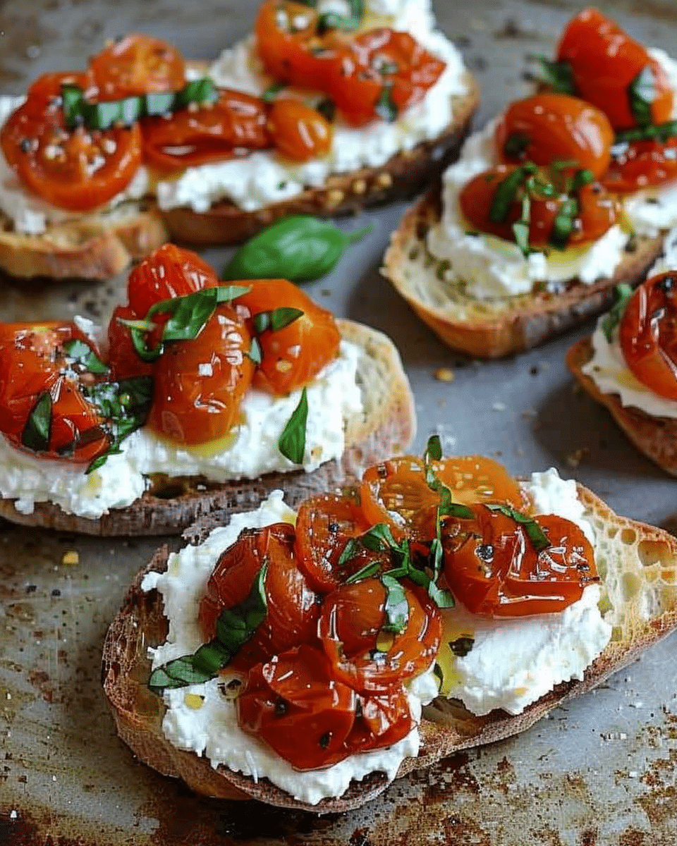 Bruschetta (or Tartines) with Pan‑Roasted Tomatoes and Ricotta