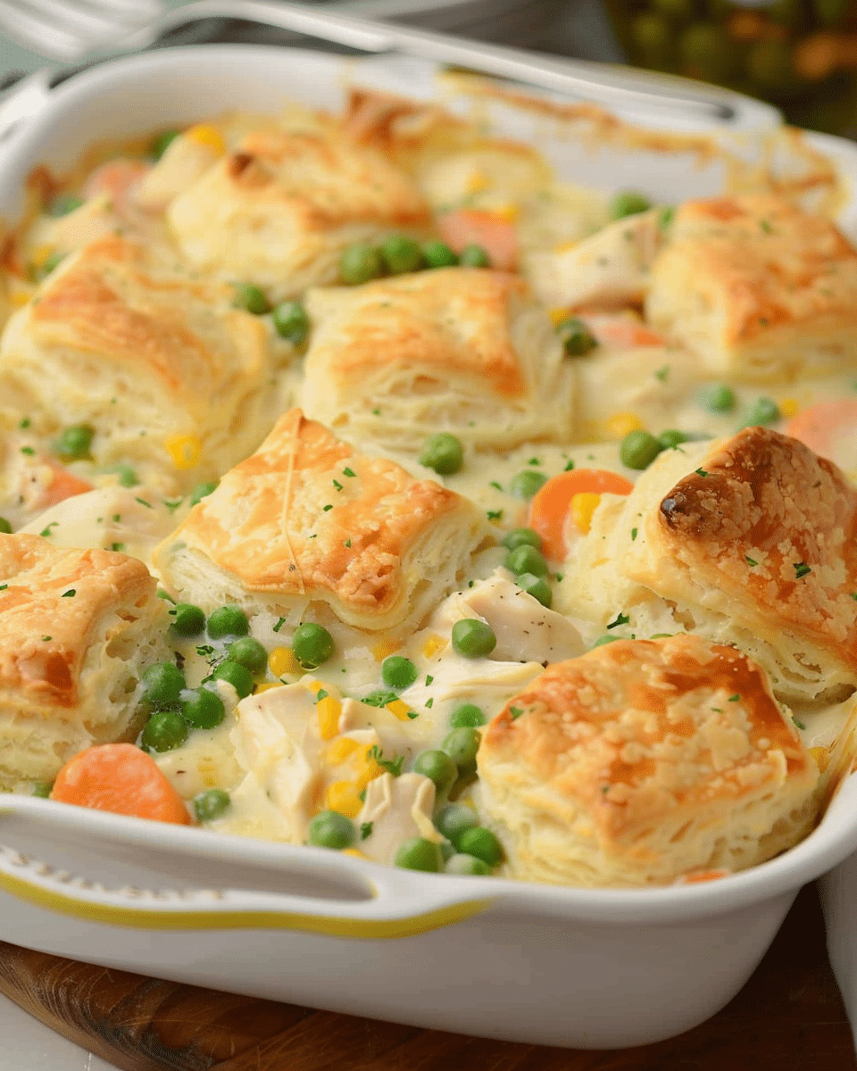 Chicken Pot Pie Casserole with Biscuits