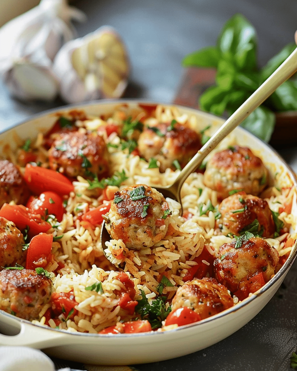 One-Pot Salmon Meatballs and Rice