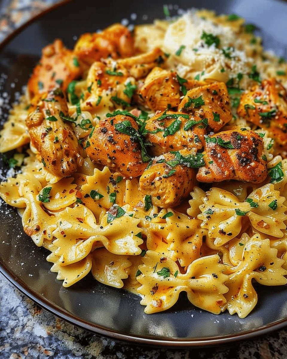 Creamy Velveeta Chicken Bowtie Pasta with Cajun Parmesan Sauce