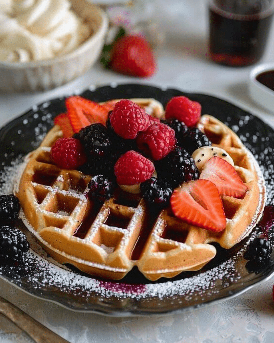 Earl Grey Waffles with Mixed Berries