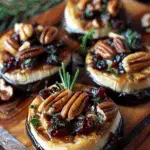 Eggplant Rounds with Brie, Cranberry & Pecans