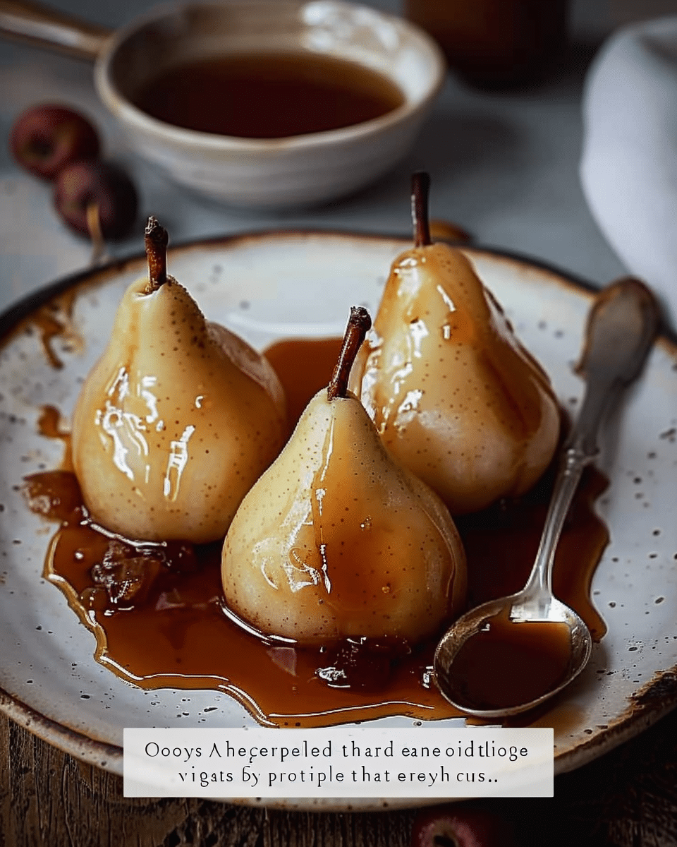 Poached Pears with Caramel Sauce