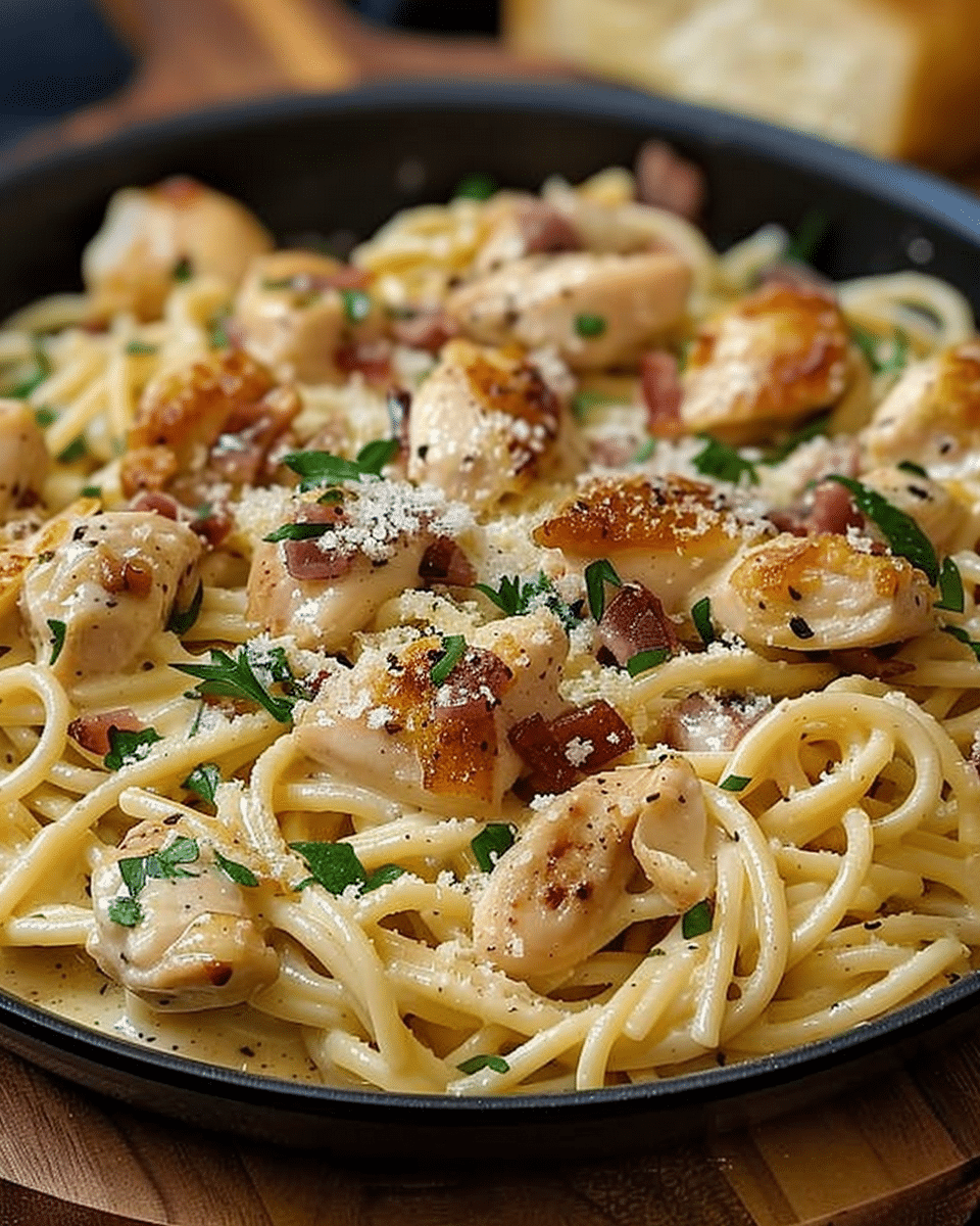 Easy Creamy Chicken Carbonara in One Pan