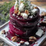 Rustic Beet and Goat Cheese Stacks with Walnut Thyme Vinaigrette