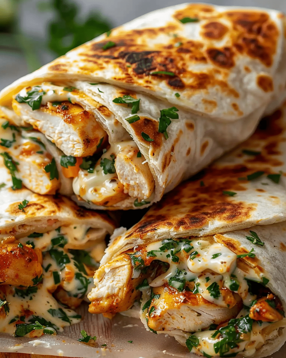 Cheesy Garlic Chicken Wraps