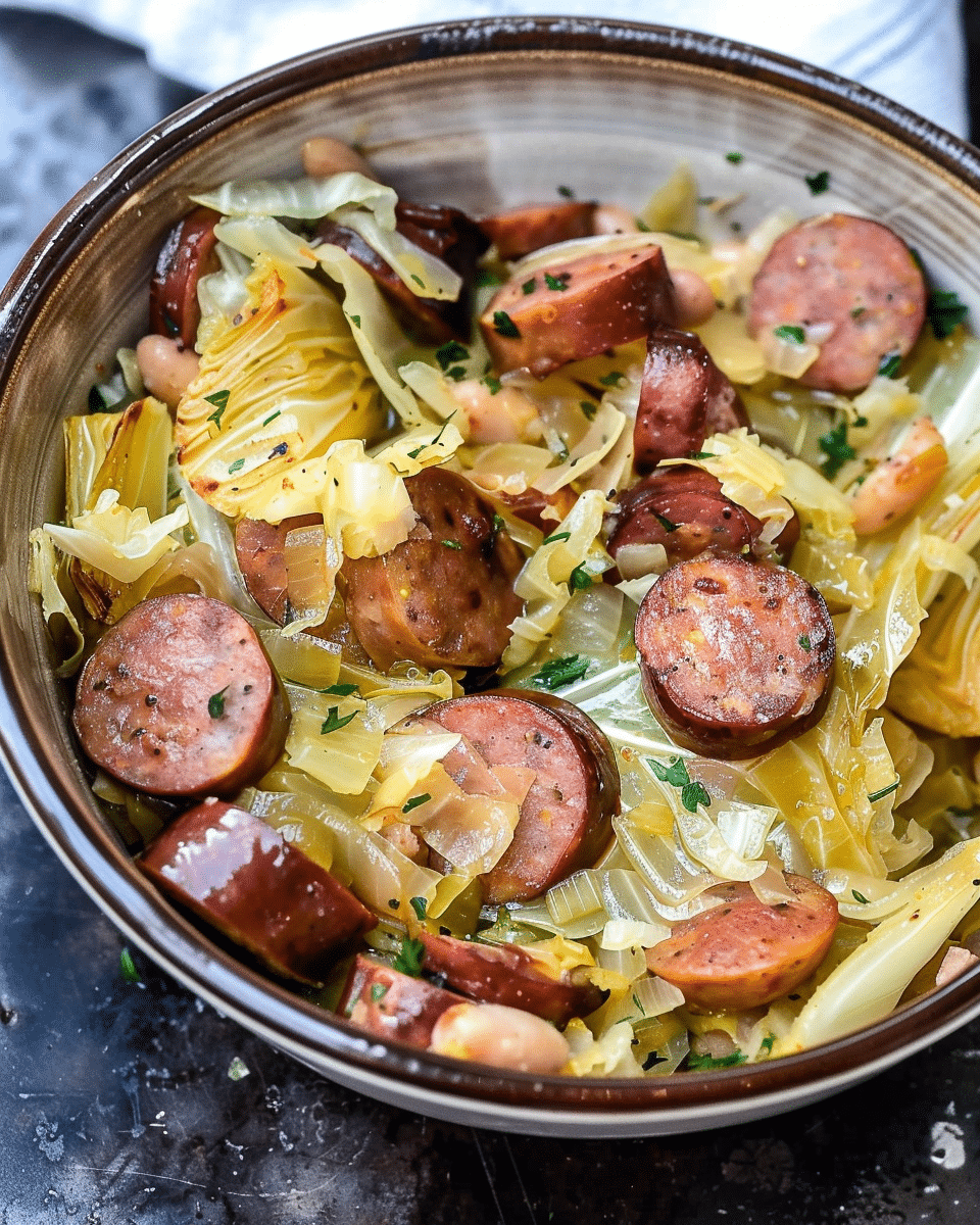 Slow Cooker Smoked Sausage & Cabbage