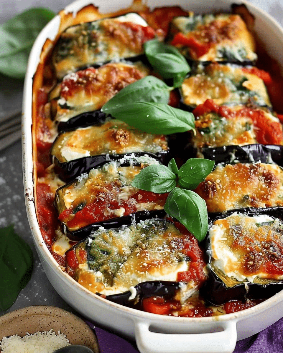 Eggplant Roll-Ups with Creamy Ricotta and Spinach