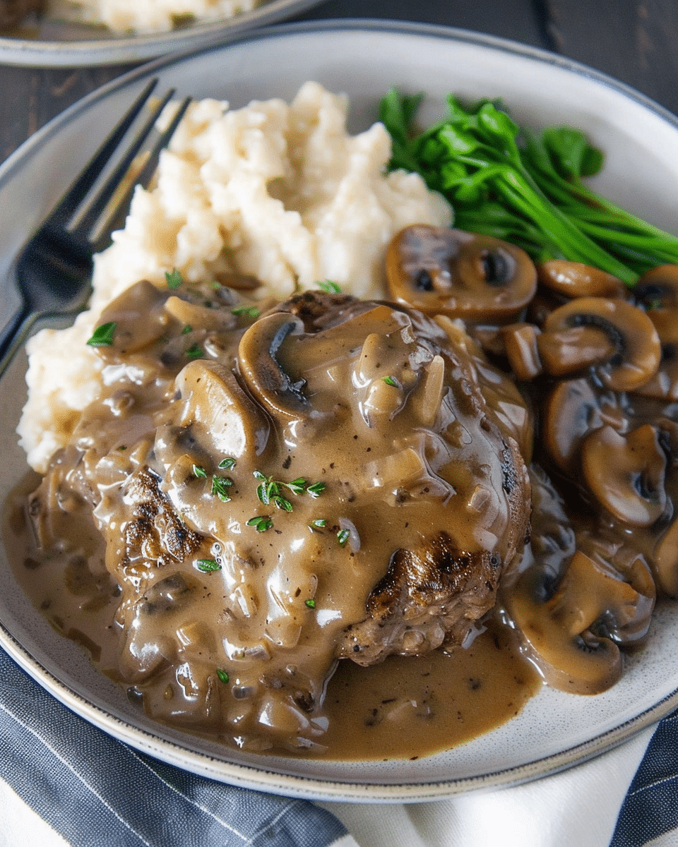 Homemade Salisbury Steak with Mushroom Gravy