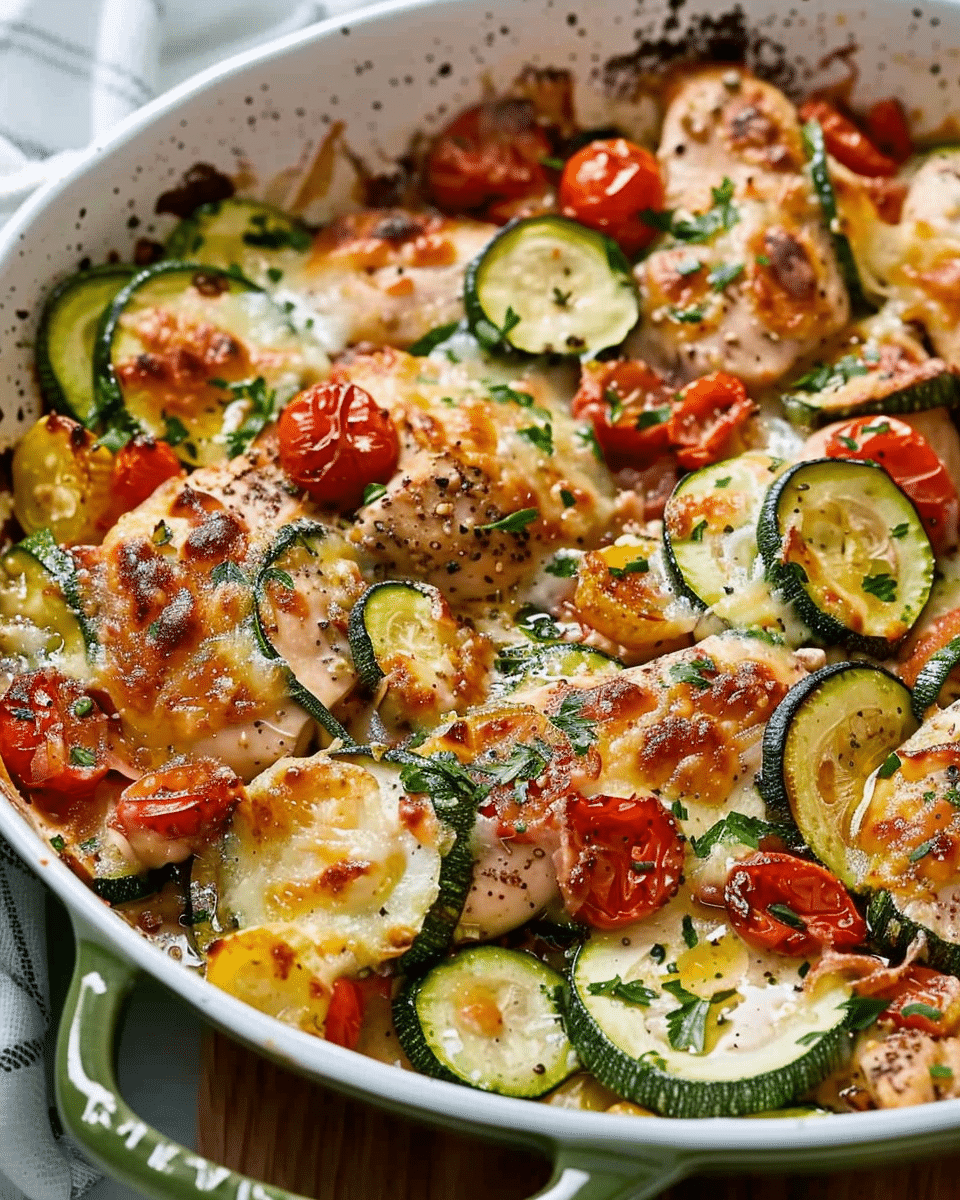 Mediterranean Chicken Zucchini Bake