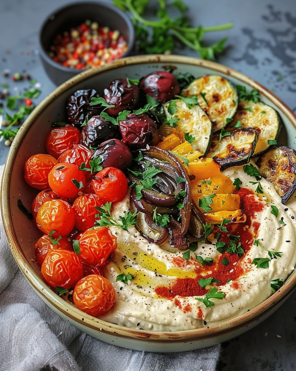 Roasted Veggie and Hummus Bowl