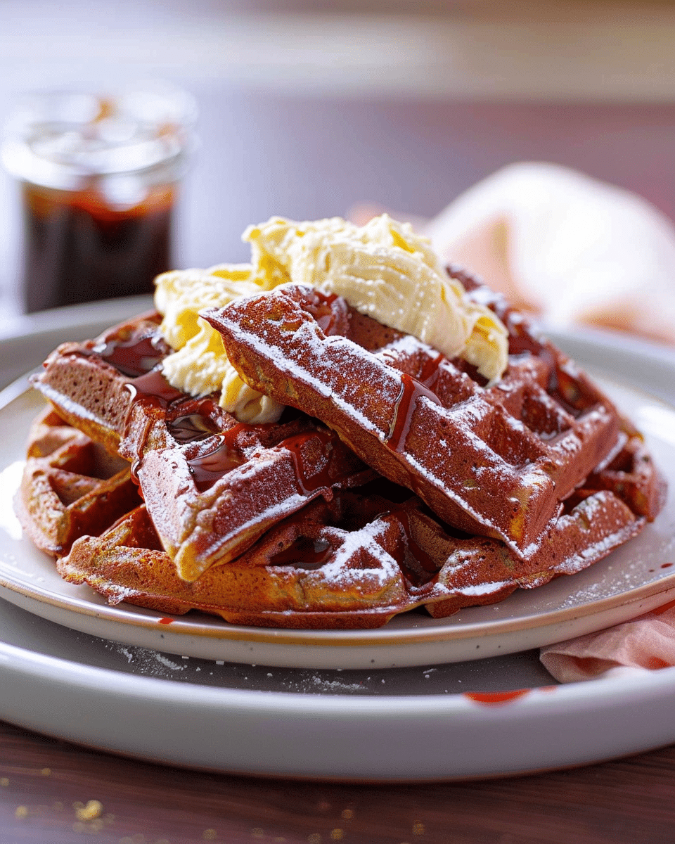 Red Velvet Waffles and Chicken