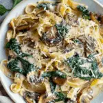 Spinach and Mushroom Pasta with Creamy Parmesan Sauce