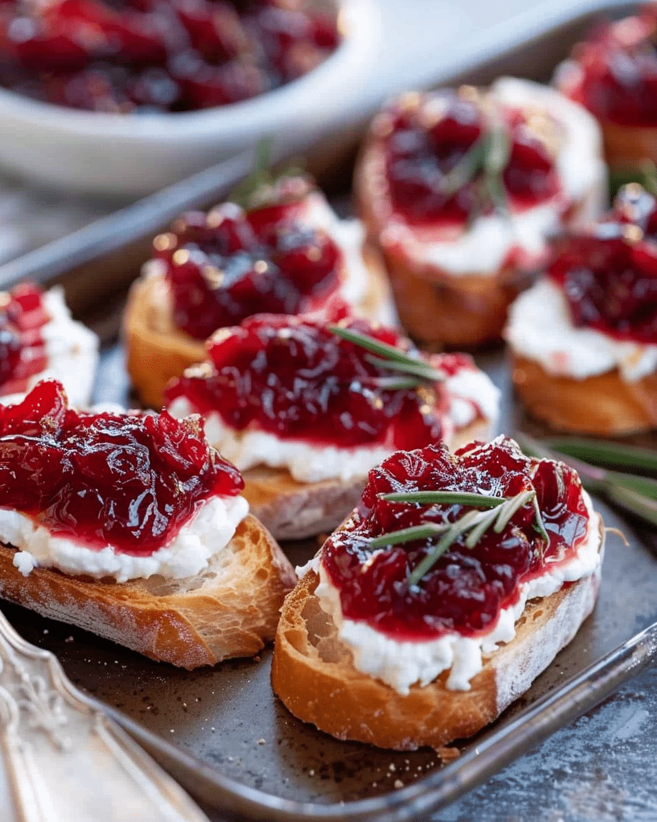 Cranberry Sauce Crostini With Creamy Goat Cheese