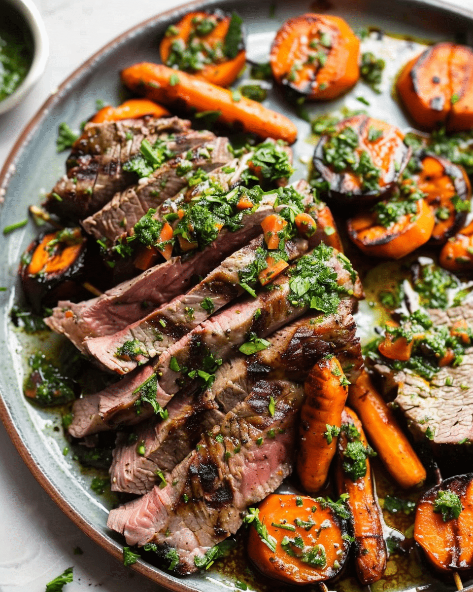 Grilled Beef Tenderloin with Carrots and Chermoula