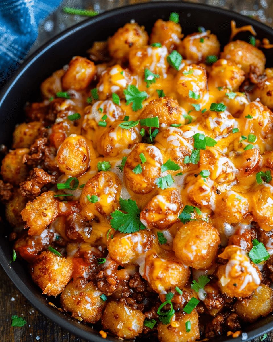 Beef Tater Tot-Chos
