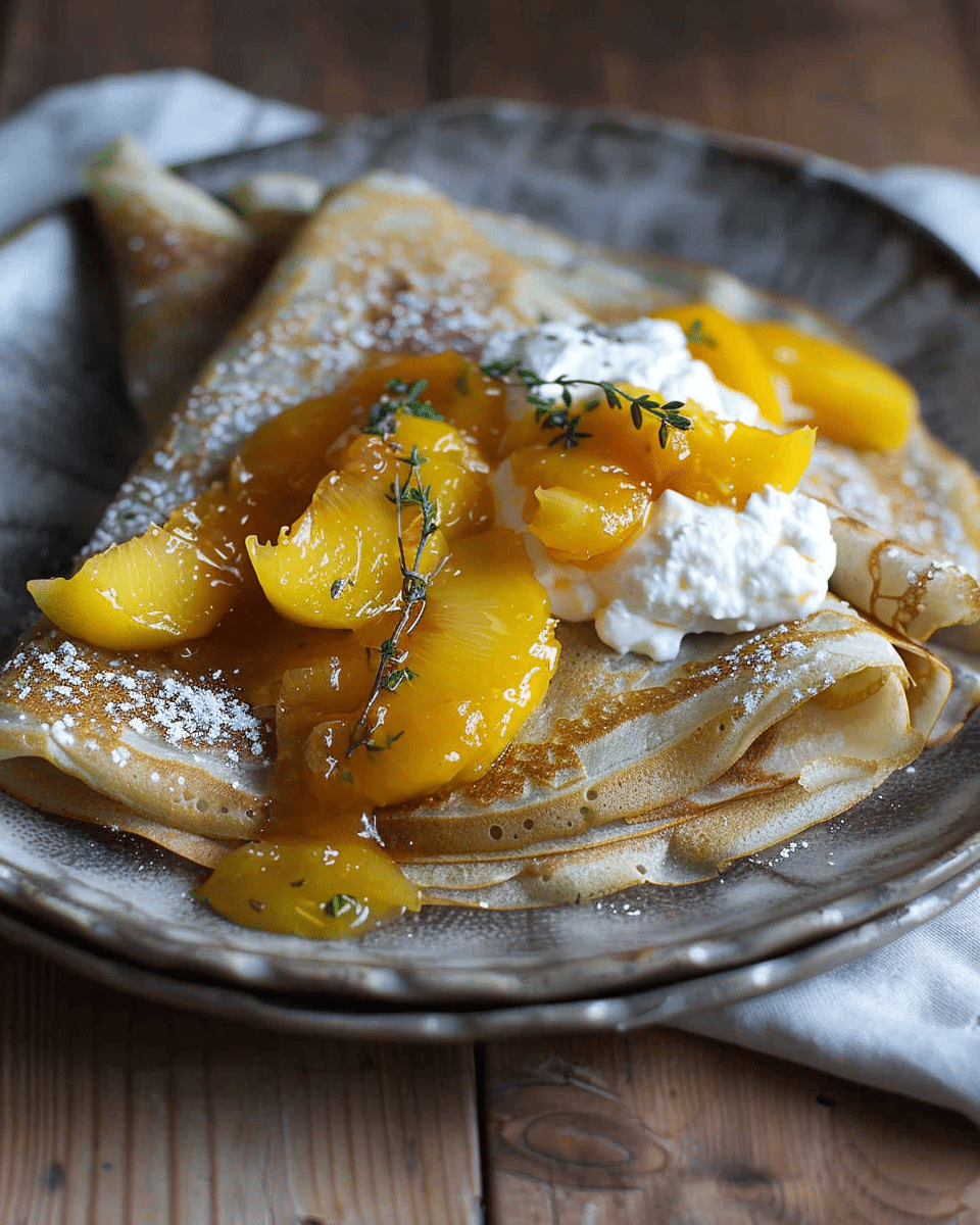 Crepes with Ricotta and Peach Thyme Confiture