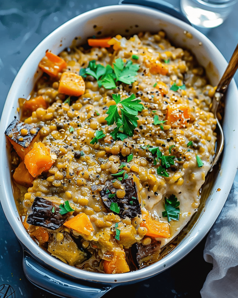 Creamy Vegan Lentil and Roasted Vegetable