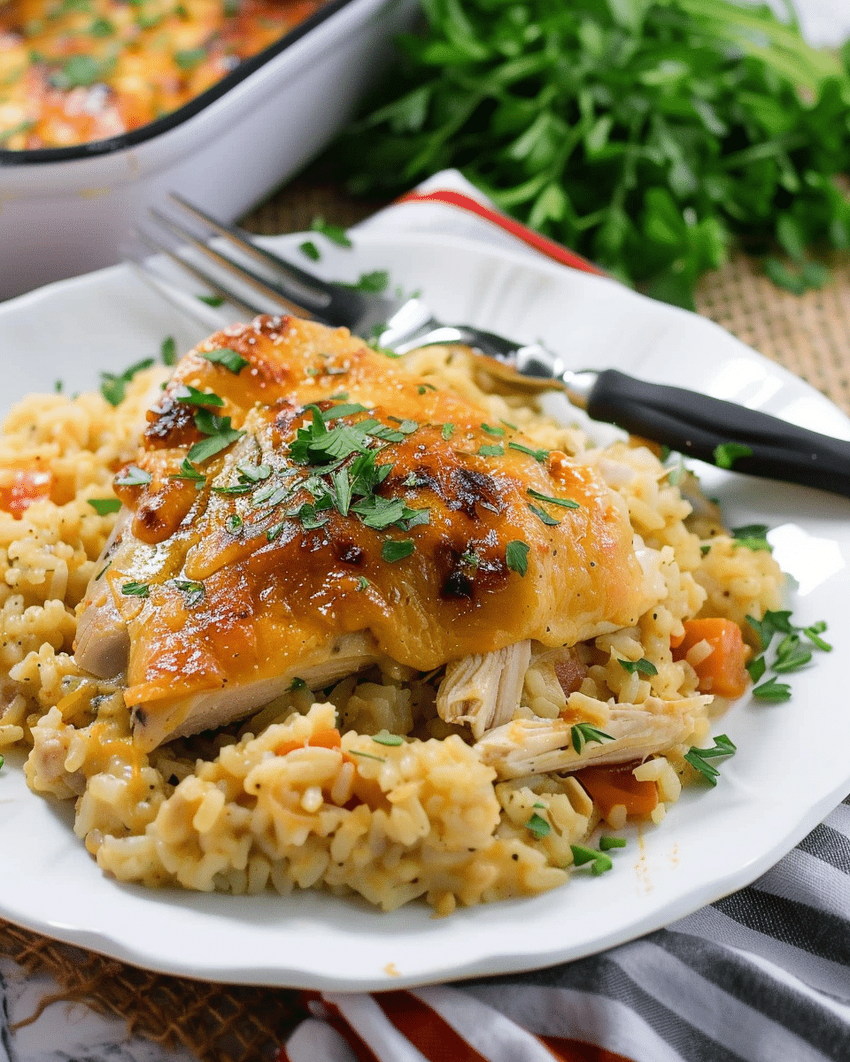 Smothered Chicken and Rice Casserole