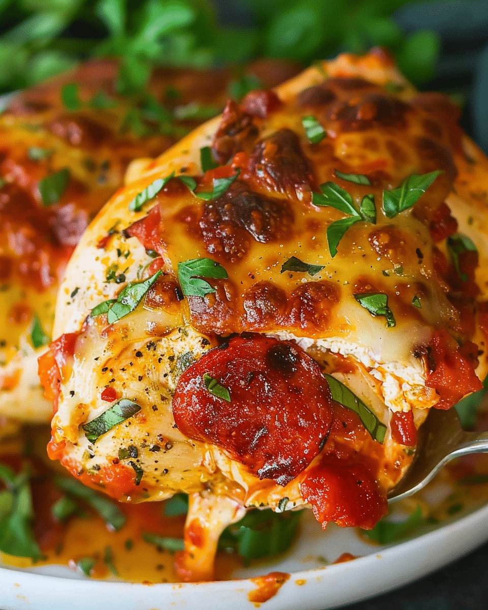 Cheesy Pizza Stuffed Chicken Breast