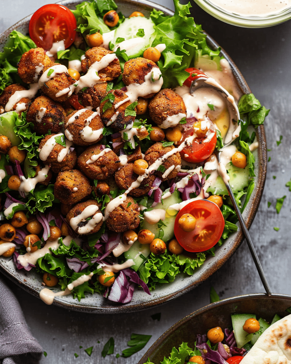 Falafel-Spiced Roasted Chickpea Salad with Tahini