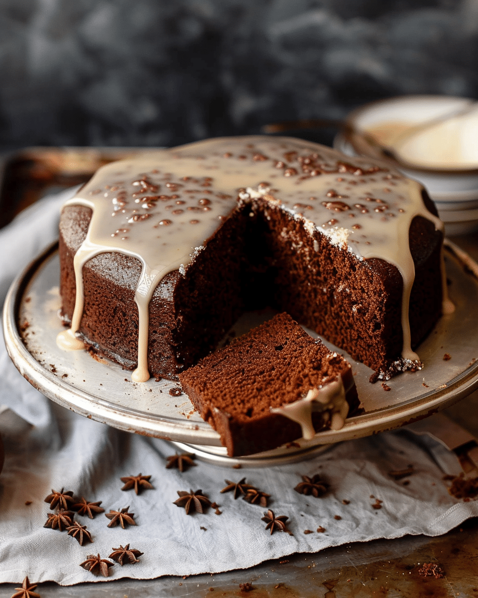 Glazed Chocolate Gingerbread Cake