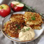 Apple Potato Latkes with Curried Yogurt Sauce