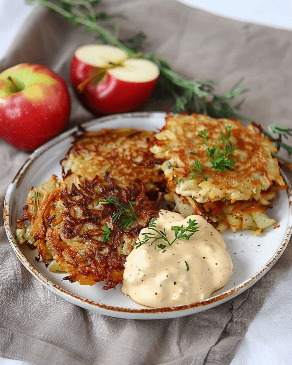 Apple Potato Latkes with Curried Yogurt Sauce