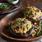 Portobello Mushrooms Stuffed with Barley Risotto