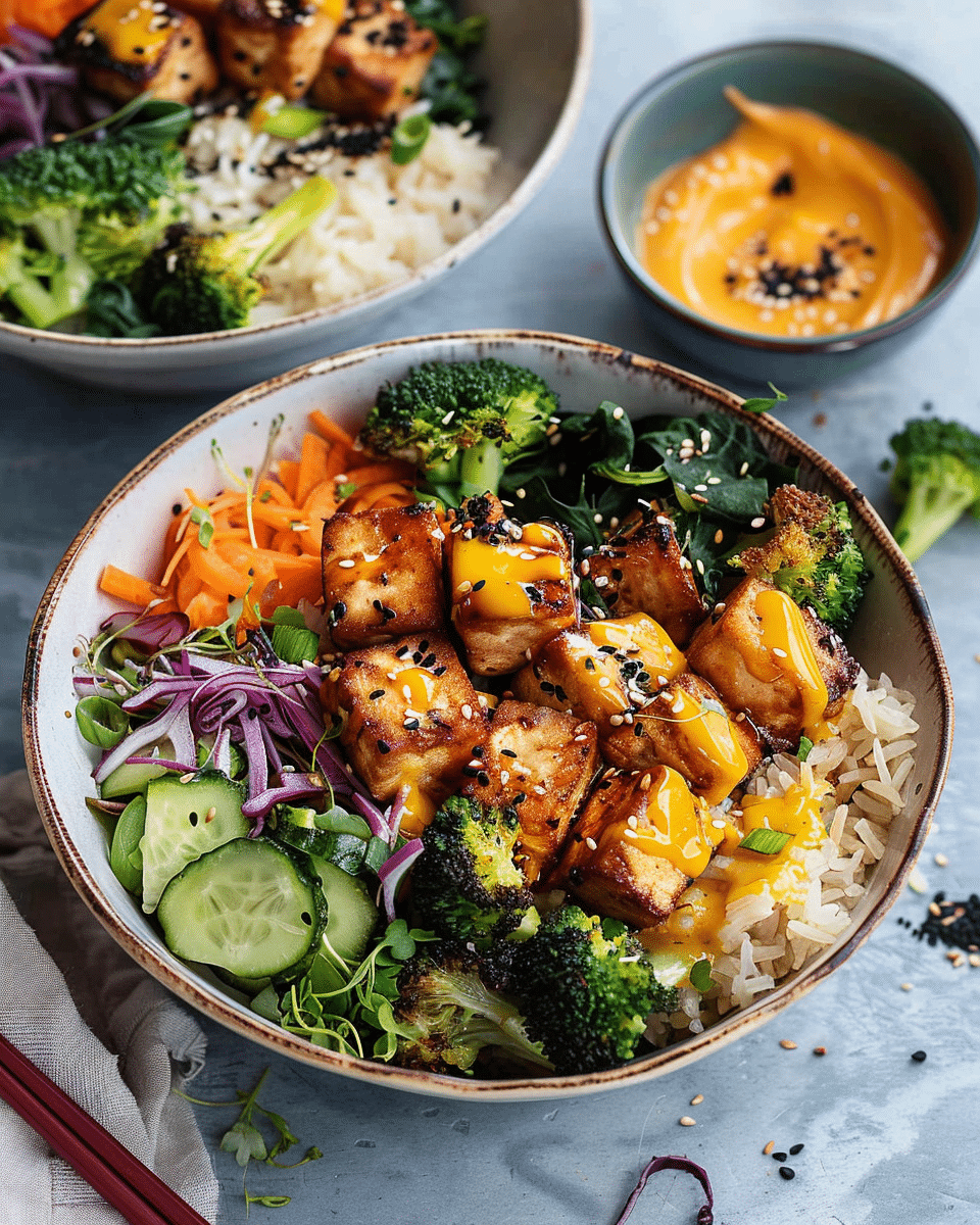 Tofu Broccoli Bowls with Carrot Ginger