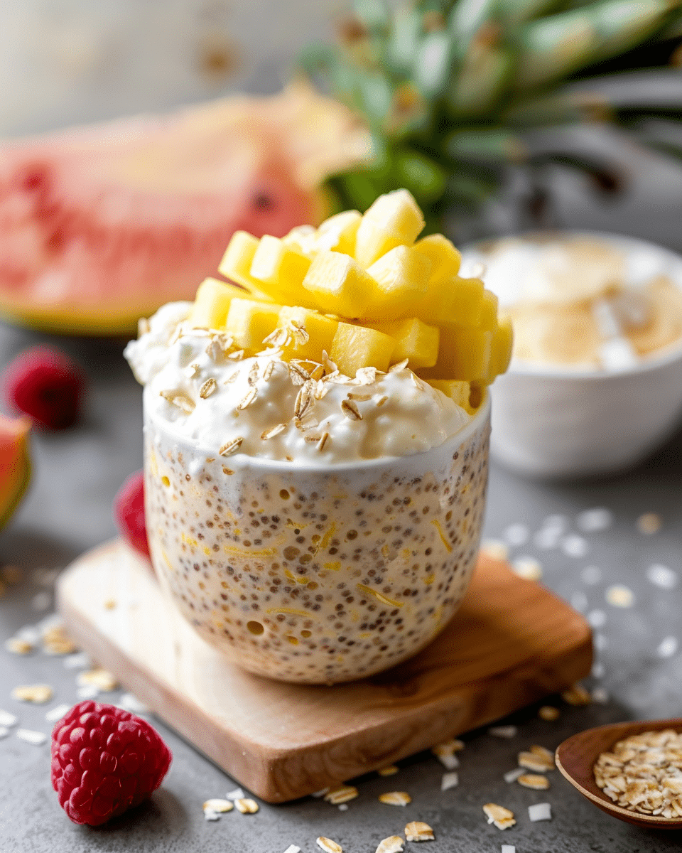 High Protein Pina Colada Overnight Oats