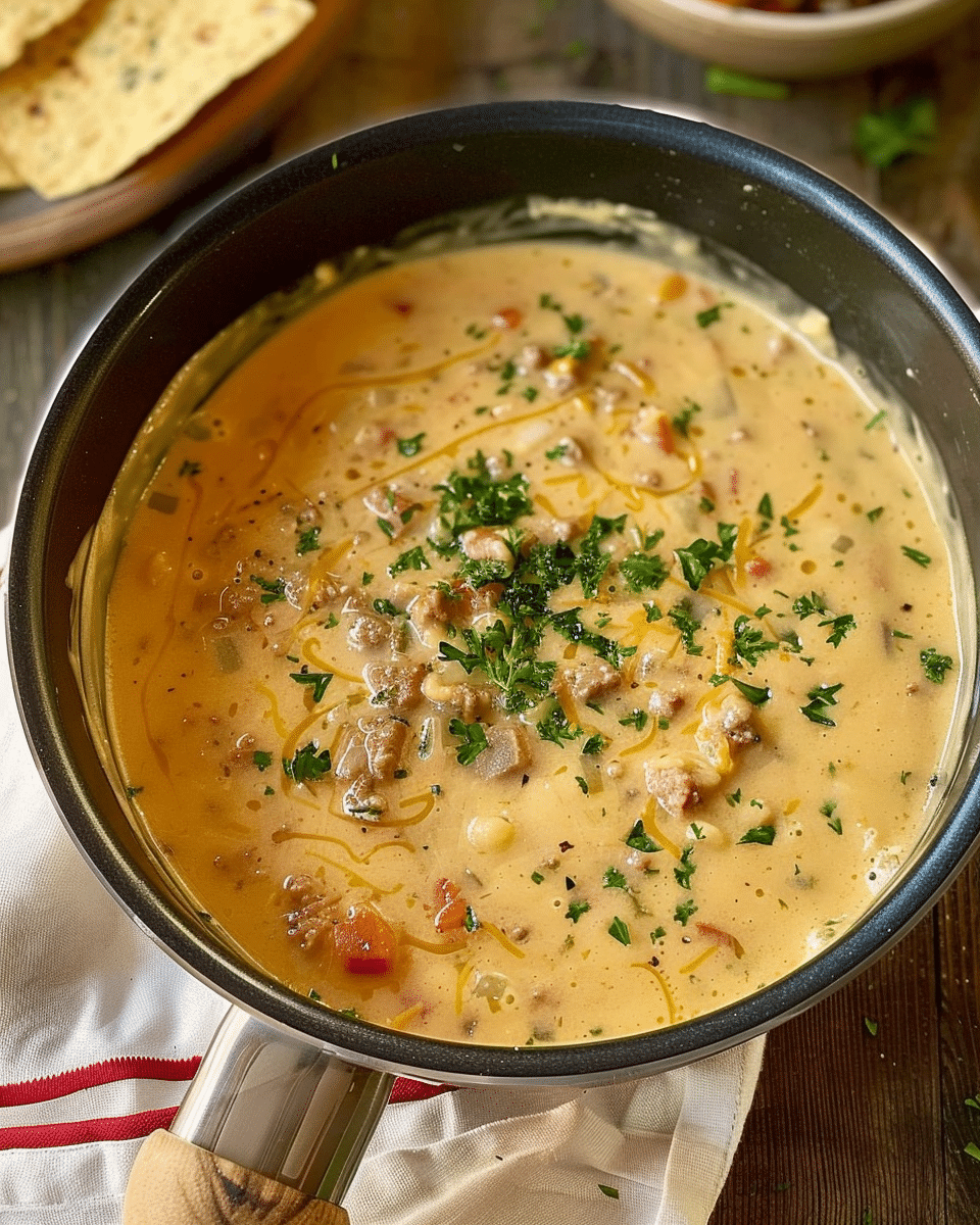 Beefy Velveeta Cheese Soup