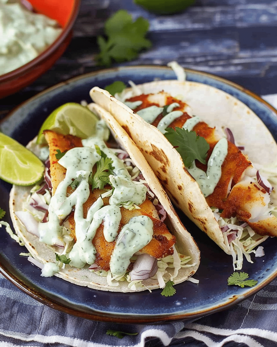 Fish Tacos with Cilantro Lime Crema