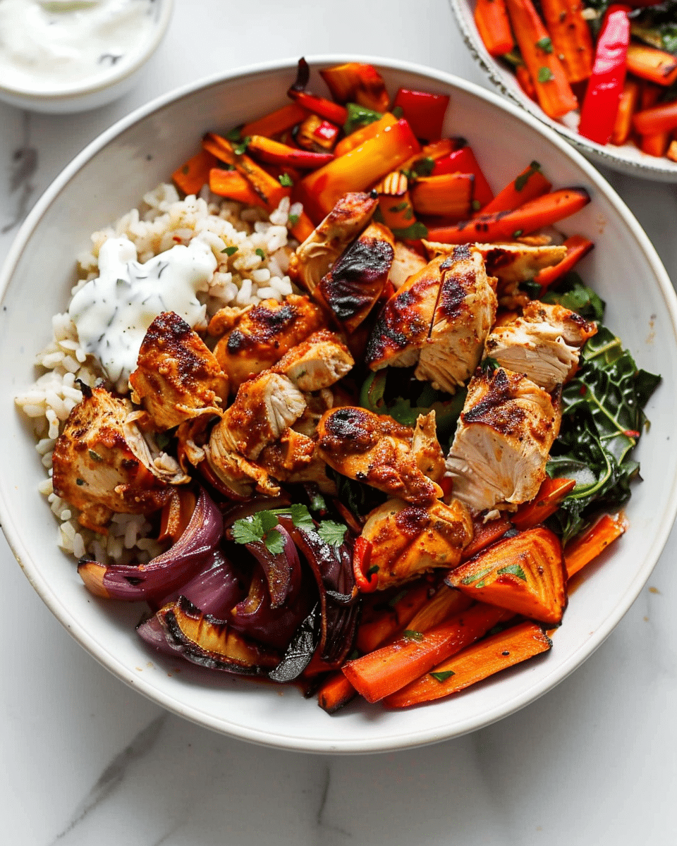 Healthy Spicy Chicken and Roasted Vegetable Bowls