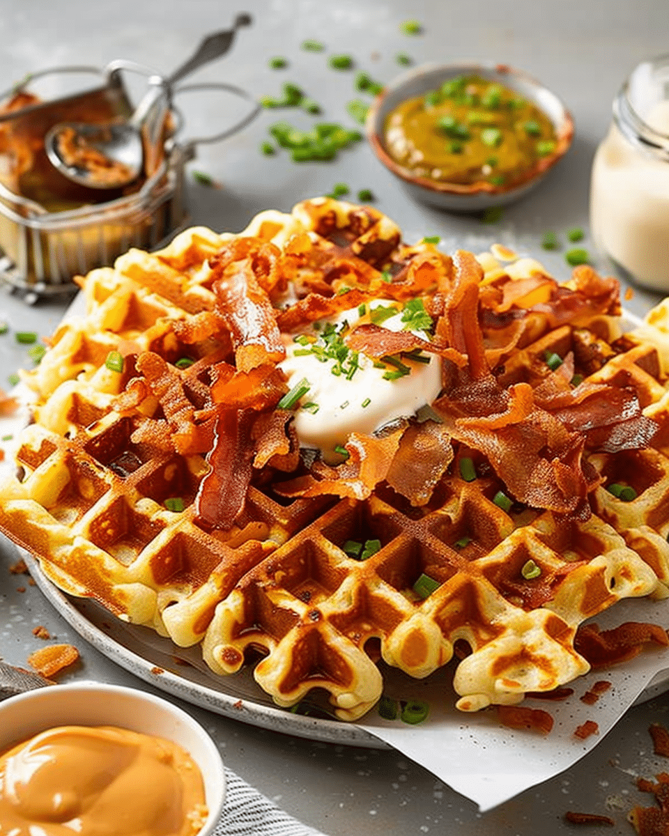 Loaded Cheesy Potato Waffles