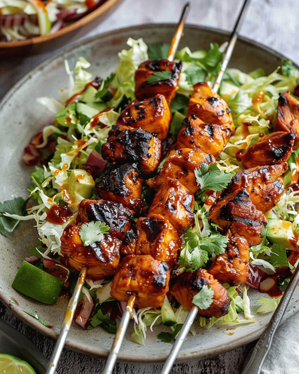 BBQ Chicken Skewer Salad