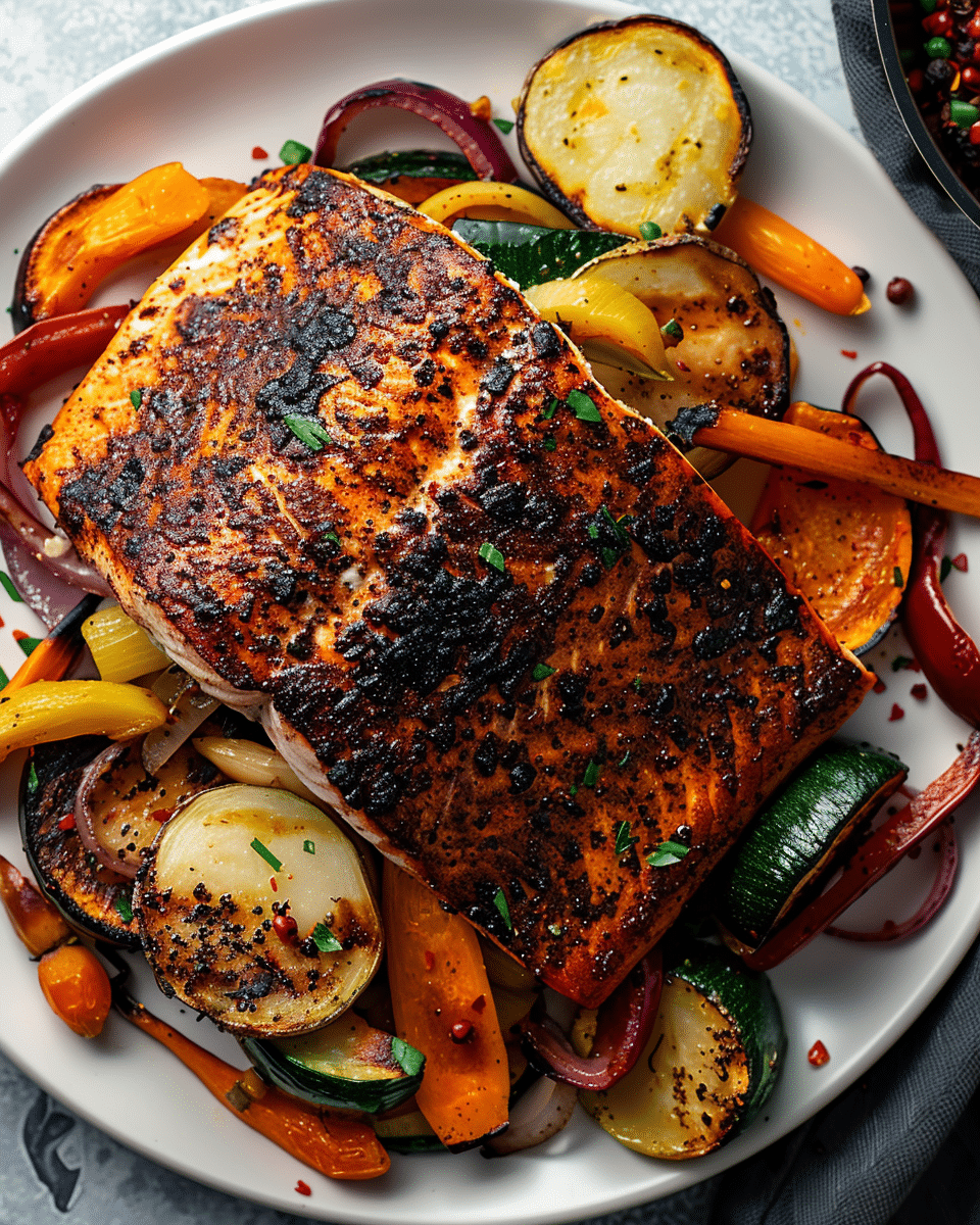 Blackened Salmon with Charred Vegetables