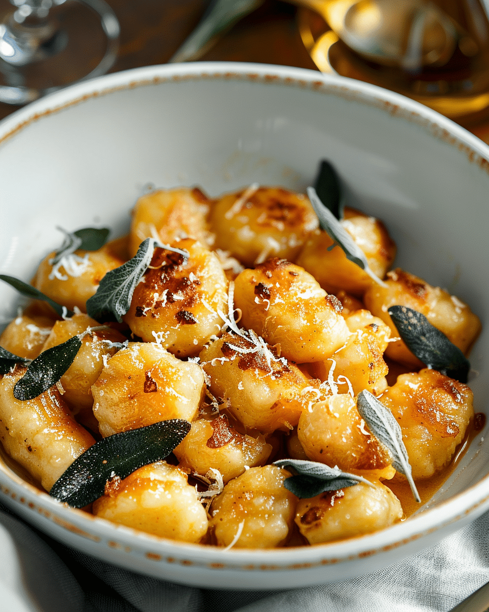 Pumpkin Sage Gnocchi in Brown Butter Sauce
