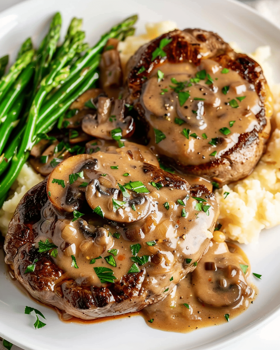 Hamburger Steak with Mushroom Gravy