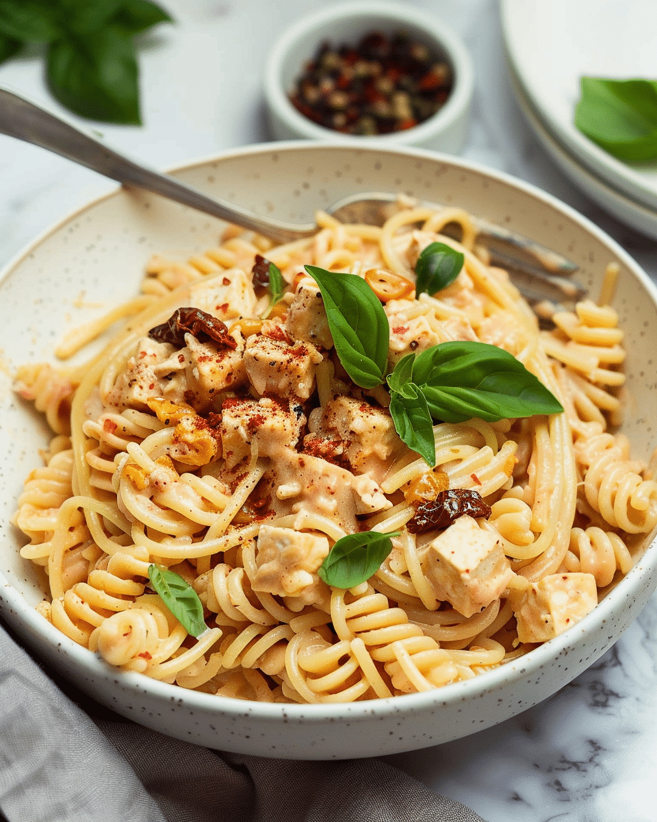 Creamy Tofu Pasta with Sundried Tomatoes