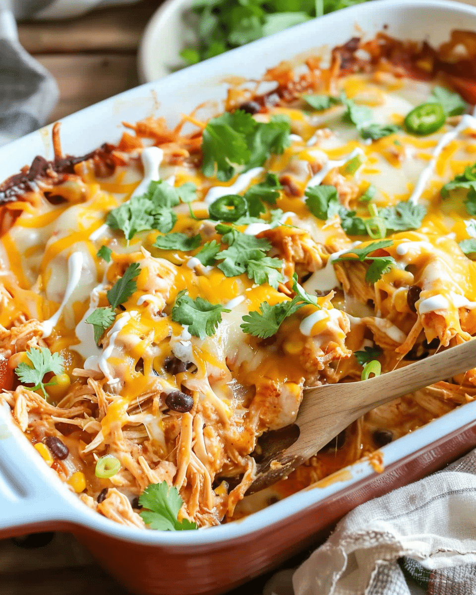 Shredded Mexican Chicken Casserole