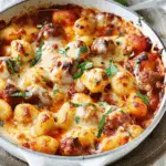 Cheesy Gnocchi and Meatball Bake