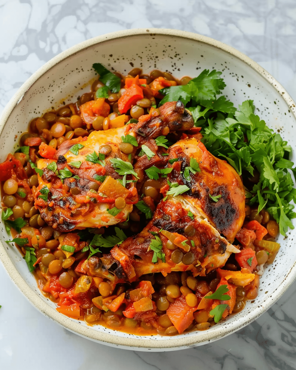 Harissa Chicken with Lentils