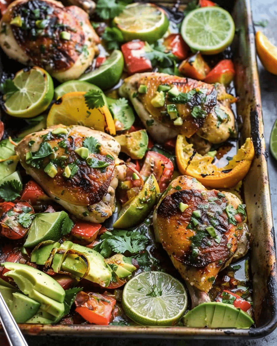 Sheet Pan Cuban Chicken With Citrus Avocado Salsa