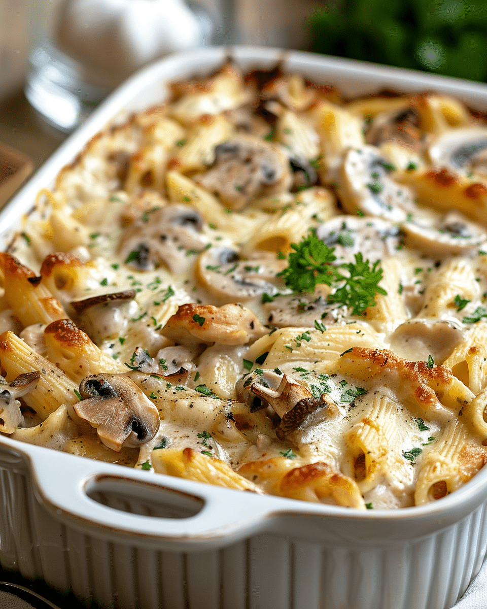 Chicken and Mushroom Pasta Bake