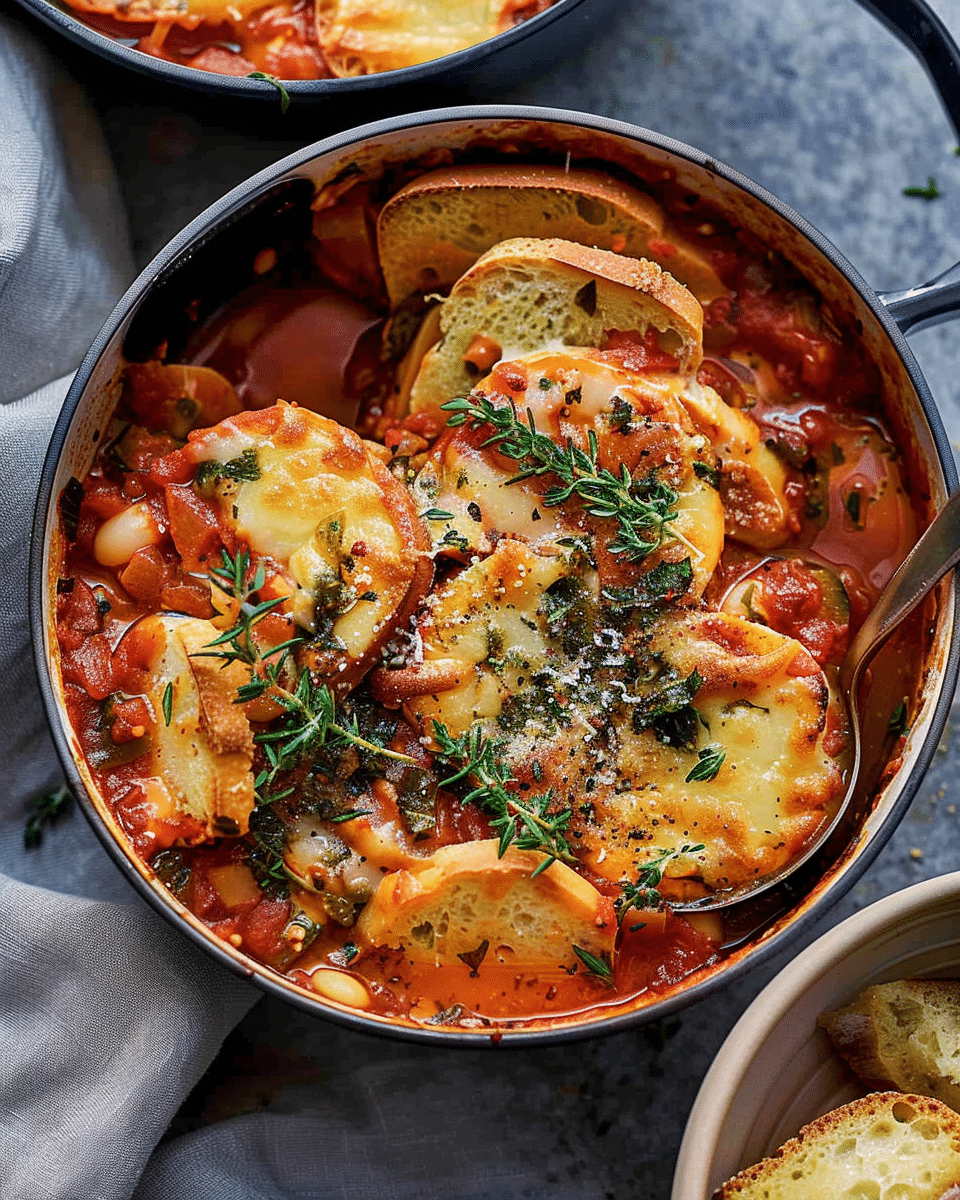 Cheesy Garlic Bread-Topped Minestrone Stew