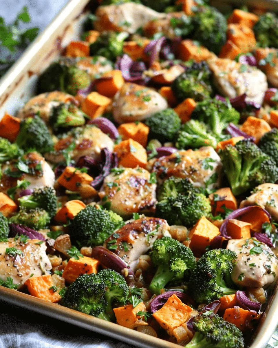 One-Pan Sweet Potato Broccoli Chicken Bake