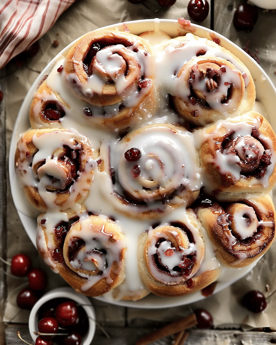 Cherry Cinnamon Rolls with Homemade Filling